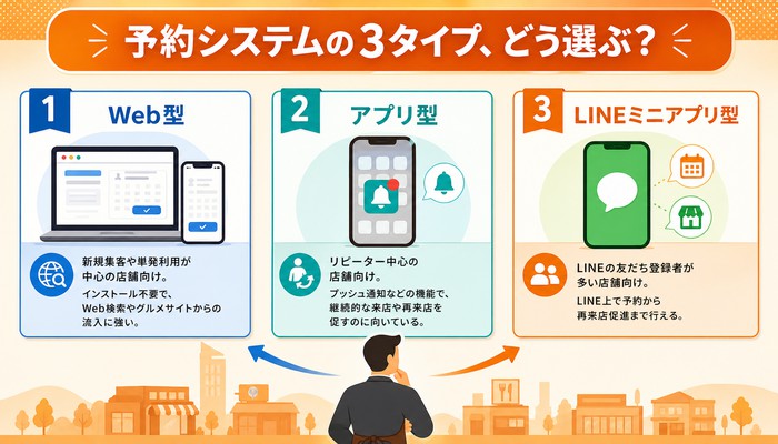 予約システム アプリ Web 違い