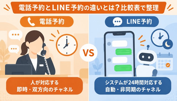 電話予約とLINE予約の違いとは?比較表で整理