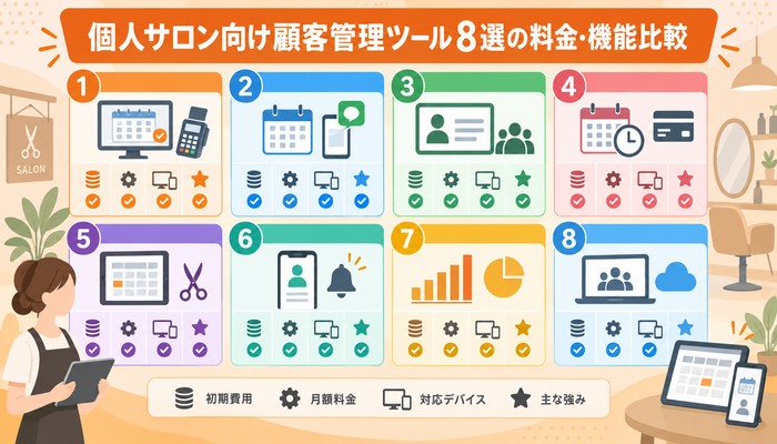 個人サロン向け顧客管理ツール8選の料金・機能比較
