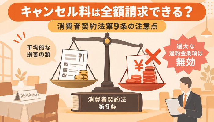 キャンセル料は全額請求できる？消費者契約法第9条の注意点