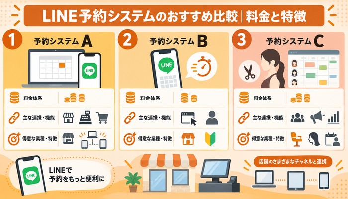 LINE予約システムのおすすめ比較|料金と特徴